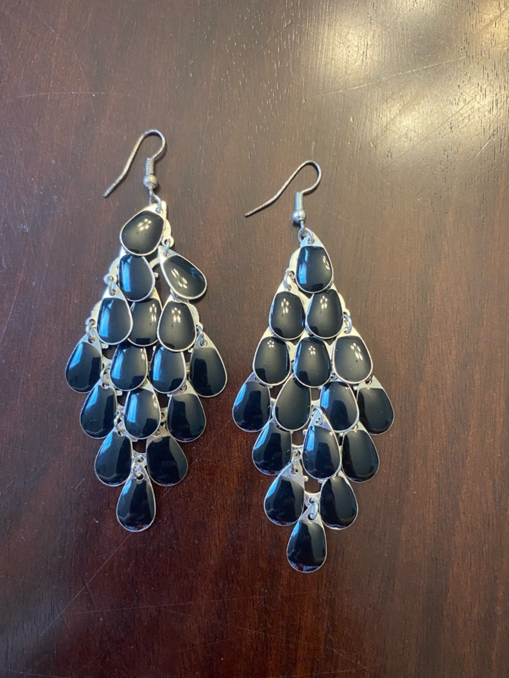 Black Teardrop Cascade Earrings - Women Jewelry